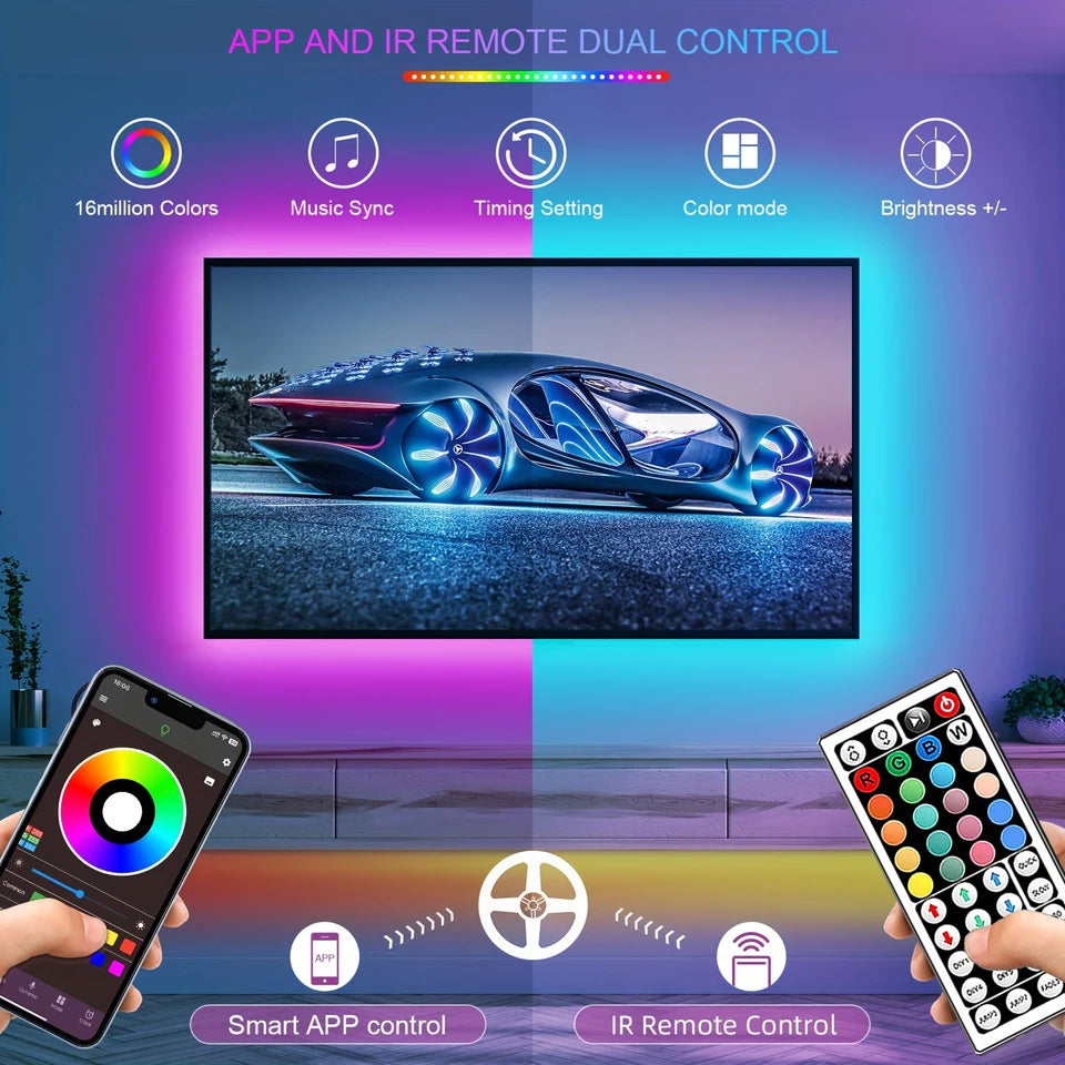 Glow Strip — RGB LED Room Lights (App + Remote)